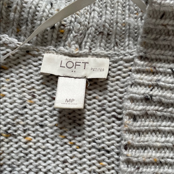 LOFT Cream Speckled Open-Front Cardigan - Picture 2 of 2